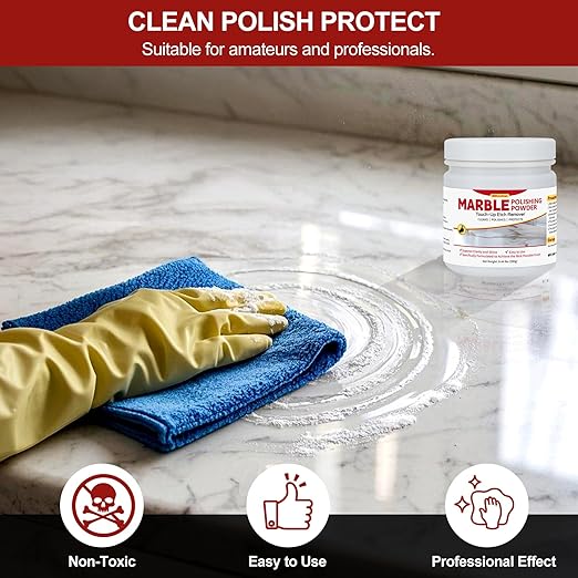 Marble Polishing Powder, Restore Shine, Remove Stains and Scratches, Suitable for Marble, Travertine, and Limestone, Perfect for Home and Commercial Use