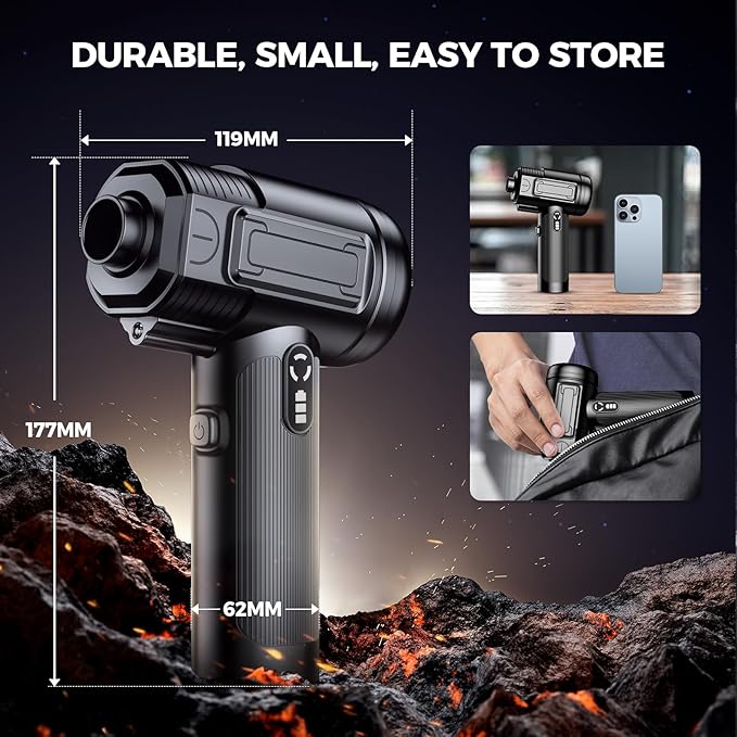 Compressed Air Duster: 130000RPM Electric Air Duster with LED Light Mini Air Blower Rechargeable Cordless Keyboard Cleaning Jet Dry Blower - Car, PC and Home Cleaning Kit Replaces Compressed Air Can