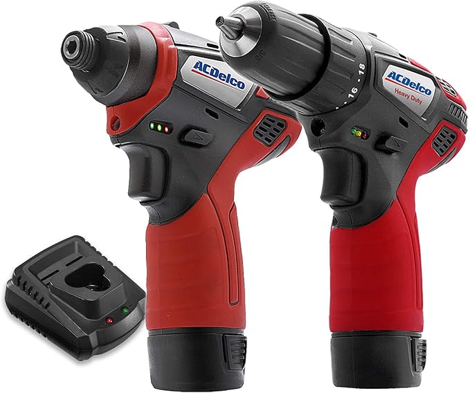 ACDelco ARI12105-K5 G12 Series 12V Cordless Li-ion 3/8” 2-Speed Drill Driver & ¼” Impact Driver Combo Tool Kit