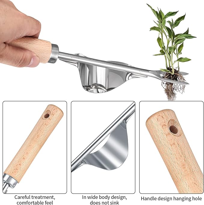 2 Pcs Hand Weeder Puller Tool, Manual Weed Puller Tool Kit, Garden Manual Weeder Removal Tools with V-Shaped Forks, for Garden Yard Lawn Farm Weed Roots Digging Removal Hand Tool