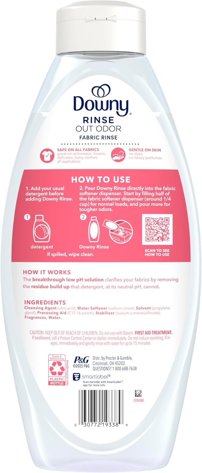 Downy Rinse Laundry Odor Remover, Spring Breeze Scent, 48 FL OZ, Fabric Softener and Laundry Odor Removal Rinse