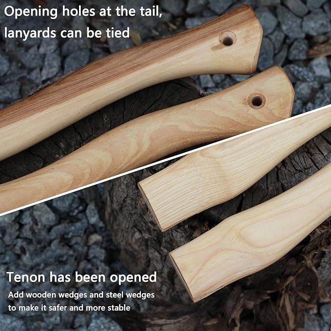 Axe Handle Replacement, 15.75in Hickory Hatchet Handle Replacement for Camping Gardening Axe （Black）