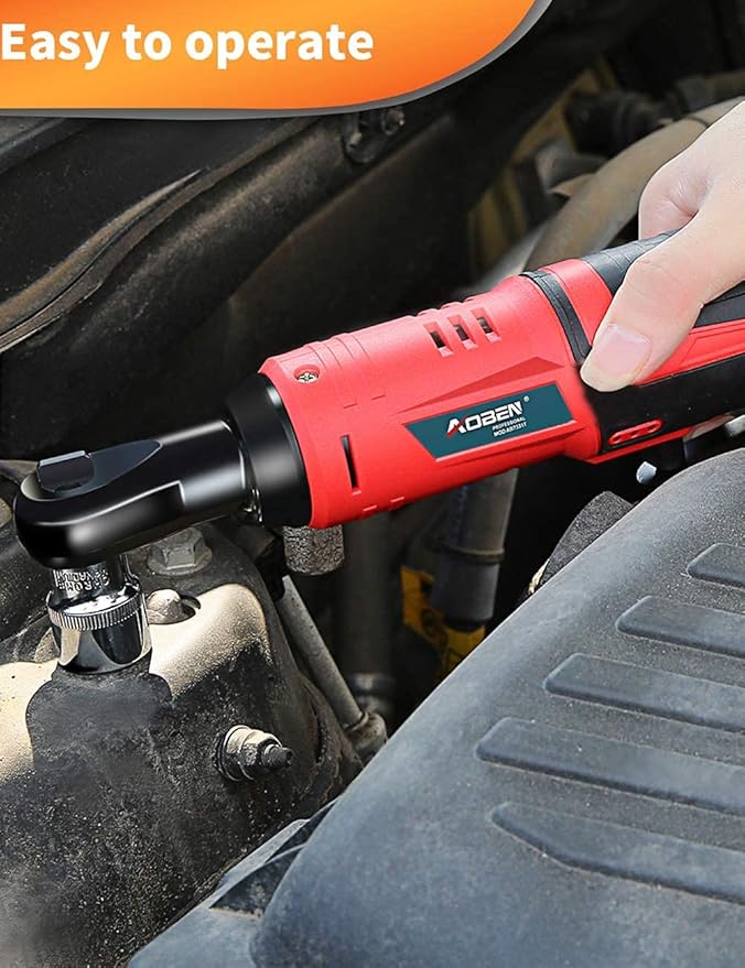 AOBEN 3/8" 12V Power Electric Ratchet Wrench Set with 1 2000mAh Lithium-Ion Battery And Charger