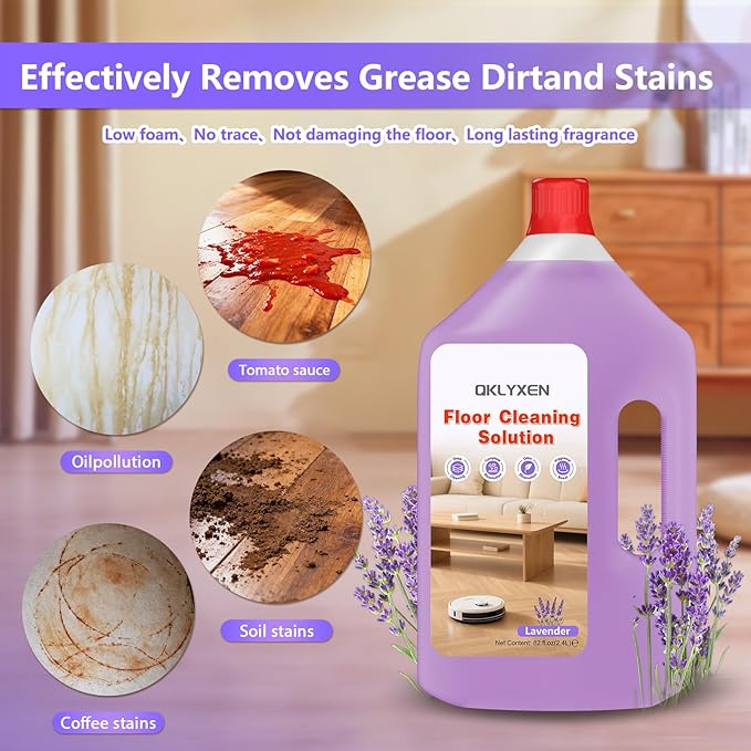 Floor Cleaning Solution Compatible with Roborock – 82 FL OZ Lavender Floor Cleaner – Rich, Long-lasting Fragrance, – For All Robot Vacuums with Mopping & Cordless Wet/Dry Vacuum Mop Cleaner
