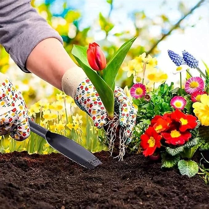 Willow Leaf-Shaped Garden Trowel Tool 12-inch Hand Shovel High-Carbon Steel Material One-Piece Forged Heavy Duty Manual Tool Potting Digging Transplanting Planting Weeding (Grey)