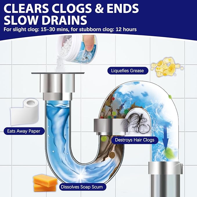 Sink Drain Hair Clog Remover Cleaner, Drain Clog Remover Agent, Toiletunclogger Heavy Duty, Unclog Clogged