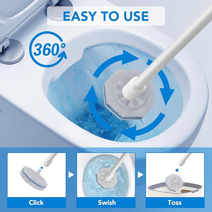 50 Count Toilet Wand Refills for Clorox, Upgrade Scrubbing Fiber Cotton Brush Heads Compatible with Clorox Toilet Wand for Bathroom Efficient Cleaning