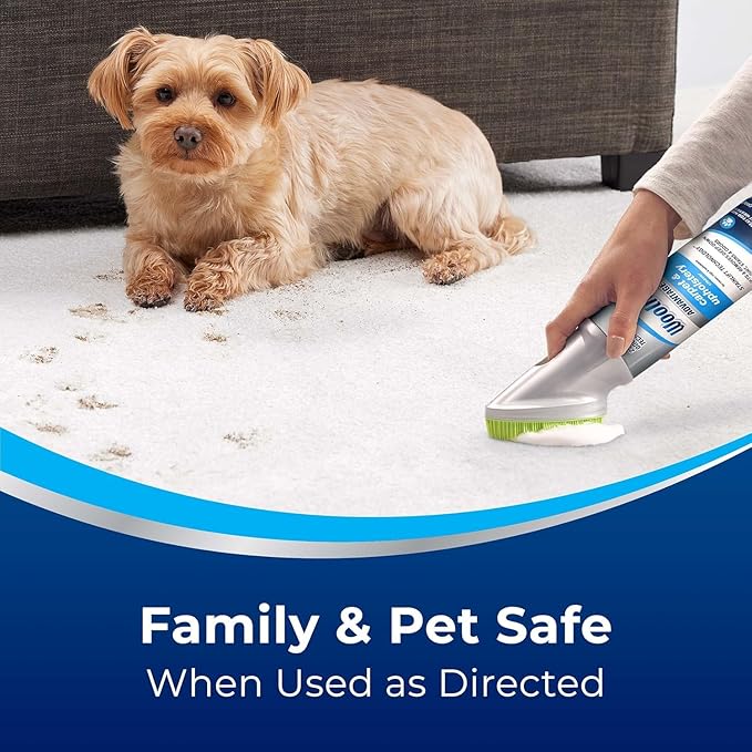 Woo-lite Carpet and Upholstery Foam Cleaner with Built-in Brush, Triple Action Stainlift Technology for Stairs, Fabrics, Pet Odors 12 oz