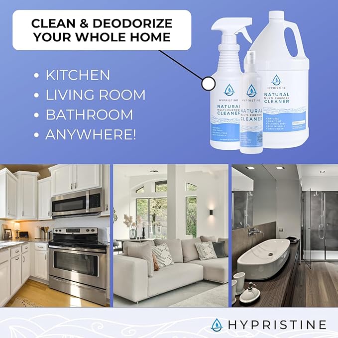PURE Hypochlorous Acid Spray, Multi-Purpose Cleaner, Superior Shelf Life, 0% Bleach, 0% Alcohol, Food Contact Safe, Eliminate Non-Living Allergens, Remove Pet Odor, Clean Any Surface
