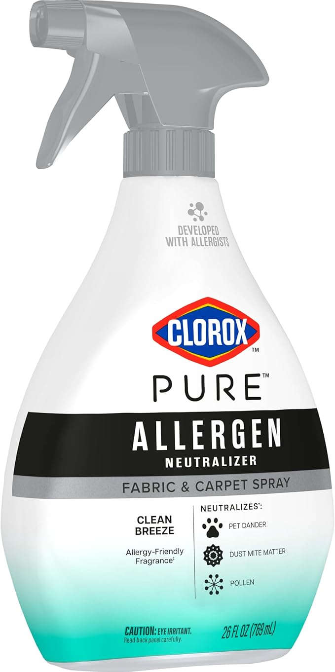 Clorox PURE Allergen Neutralizer Fabric and Carpet Spray, Clean Breeze, 26 Fluid Ounces (Pack of 2)