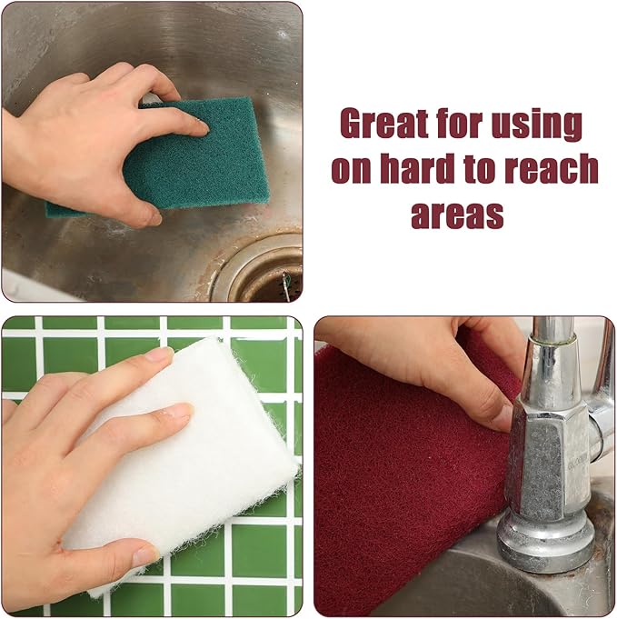 Hoolerry 30 Pcs 6 x 9 Inch Scuff Pad 5 Different Specifications Assortment Scouring Pad General Purpose Non Scratch Scrub Pad Ideal for Garden Automotive Body Tools and Grills Dish Kitchen Cleaning
