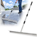 Heavy-Duty 33.4" Floor Squeegee for Concrete, Industrial Silicone Blade Squeegee for Floor with 63" Stainless Handle, Anti-Splash Curved Baffle Design for Garage, Factory, Warehouse