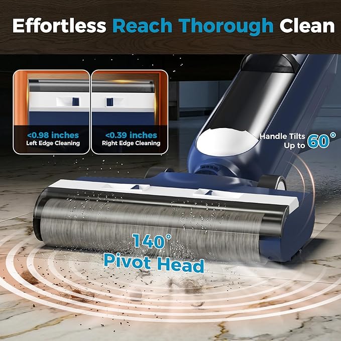 OLIXIS Wet Dry Vacuum Cleaner, Cordless All-in-One Vac Mops, Vacuum Mop with Self-Cleaning System, Dual Water Tank Design, Tangle-Free Brush, Dual-Edge Cleaning, 35-Min Runtime