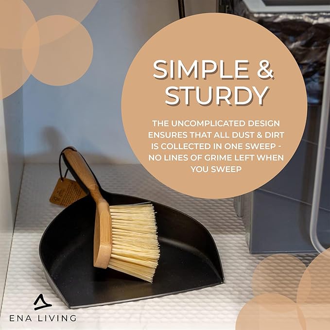 Bamboo Dust Pan & Brush Set, Portable Dustpan & Brush, Perfect For Household Cleaning, Sturdy & Effective Dust Pan, Bamboo Sweeping Brush - Standard
