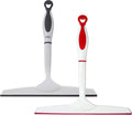Superio Rubber Squeegee, 2 Pack, Streak Free All Purpose Window Squeegee, Comfort Grip Handle and Hanging Hook (Grey- Red, 10 Inch- 2 Pack)