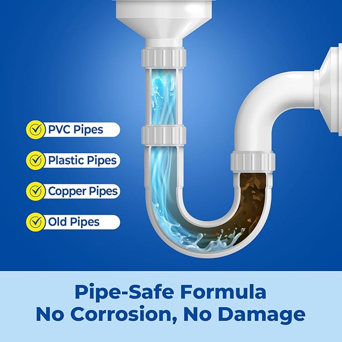 Foaming Drain Cleaner, Drain Cleaner Foam, Powerful Sink Drains Cleaners Foam for Kitchen, Bathroom, Shower and Tub Drains, Clog Remover & Odor Eliminator with Active Foaming Formula