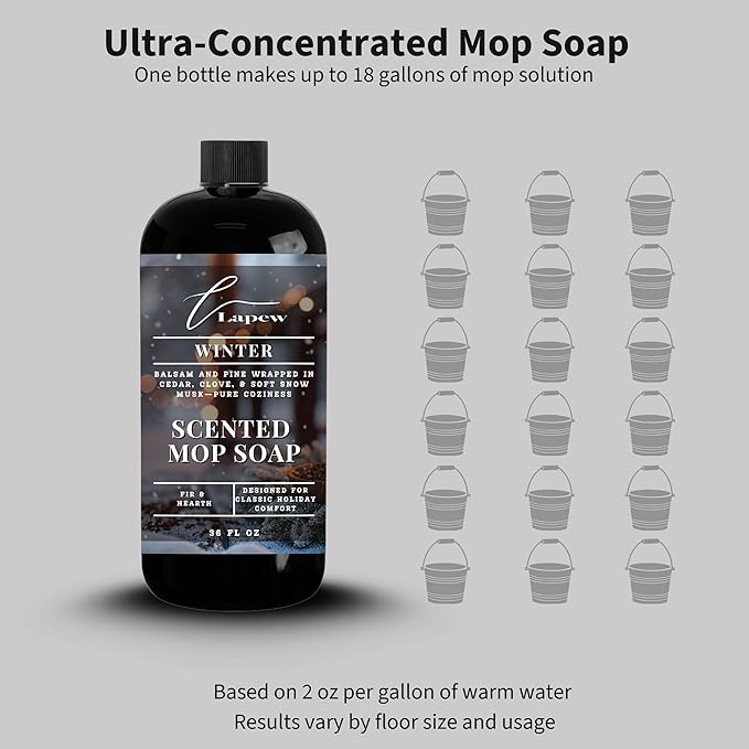 Lapew Winter Scented Mop Soap - Luxury Floor Cleaner Concentrate for Mopping Tile, Laminate, Vinyl & Hardwood | Streak-Free, Low-Foam | 36 oz