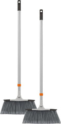 Slim Angle Broom, Heavy Duty Broom, Indoor Brom, Outdoor Angle Broom with Extendable Handle, Durable Collapsible Broom for Home, Kitchen, RV, Travel, Grey, 2 Pack, by Superio