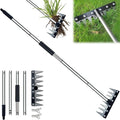 Stainless Steel Weeding Tool - 8 Tine Garden Rake with Adjustable Handle (31"-63"), Heavy Duty Weed Puller for Soil Cultivation, Rust-Resistant Garden Hand Tool