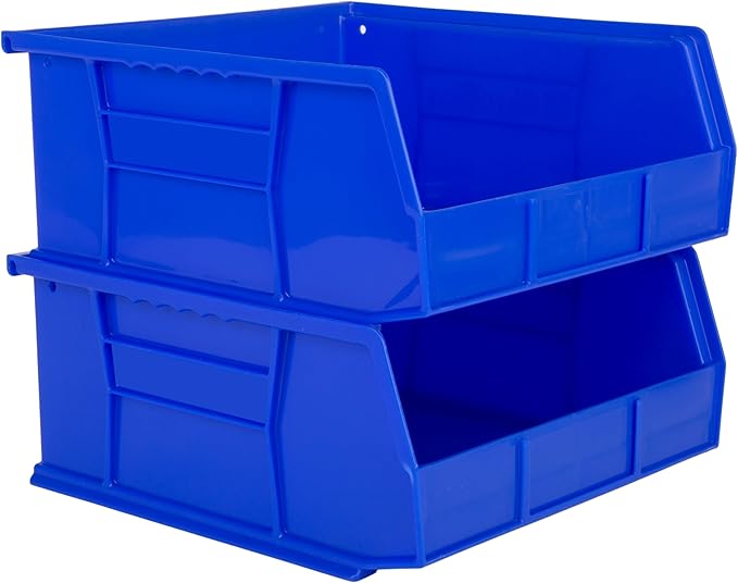 Hudson Exchange 11" x 11" x 5" Plastic Stackable Storage Bin and Hanging Container (Blue, 1 Pack)