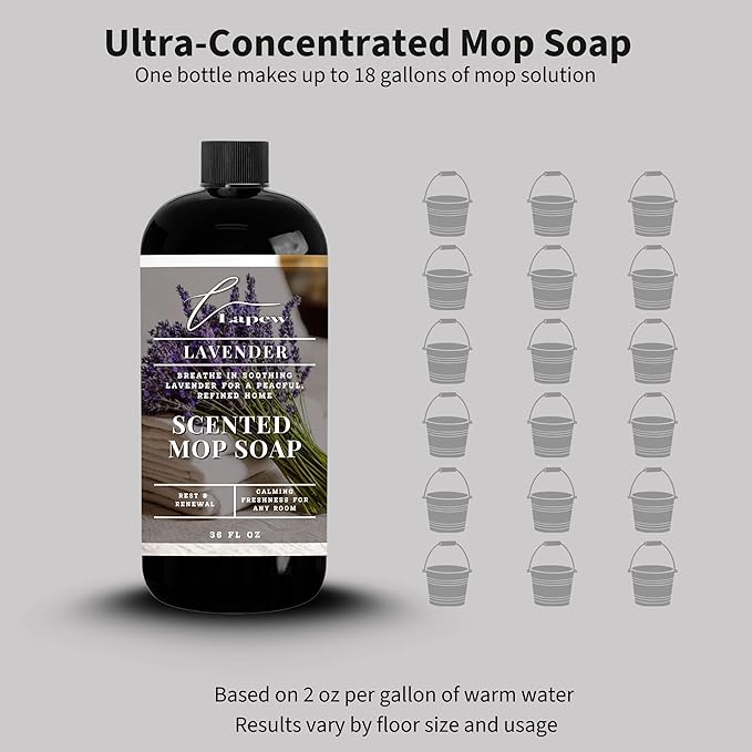 Lapew Lavender Scented Mop Soap - Luxury Floor Cleaner Concentrate for Mopping Tile, Laminate, Vinyl & Hardwood | Streak-Free, Low-Foam | 36 oz
