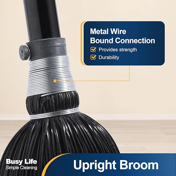 Yocada Broom Commercial Indoor Outdoor Broom 55.5 inch Tall for Courtyard Garage Lobby Mall Market Floor Home Office Leaves Stone Dust Rubbishb Black