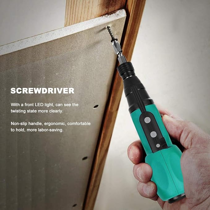 7V Electric Screwdriver Set, Cordless Power Screwdriver Cordless Electric Screwdriver Portable Automatic Home Repair Tool Kit with LED Lights and USB Cable Auto and Manual Mode
