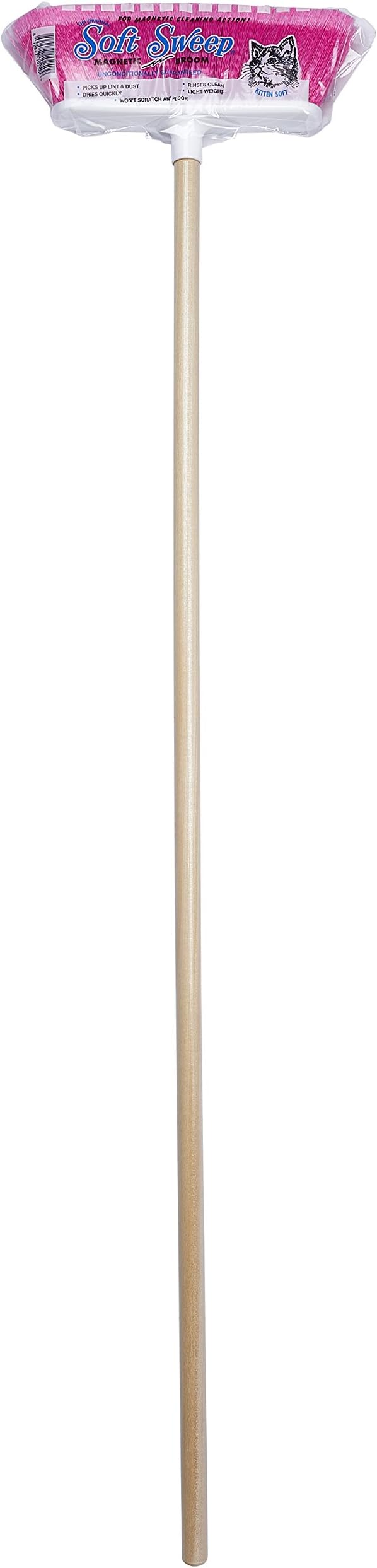 The Original Soft Sweep Magnetic Action Broom Assorted Colors with Natural Finish Wood Handles (2 Brooms)