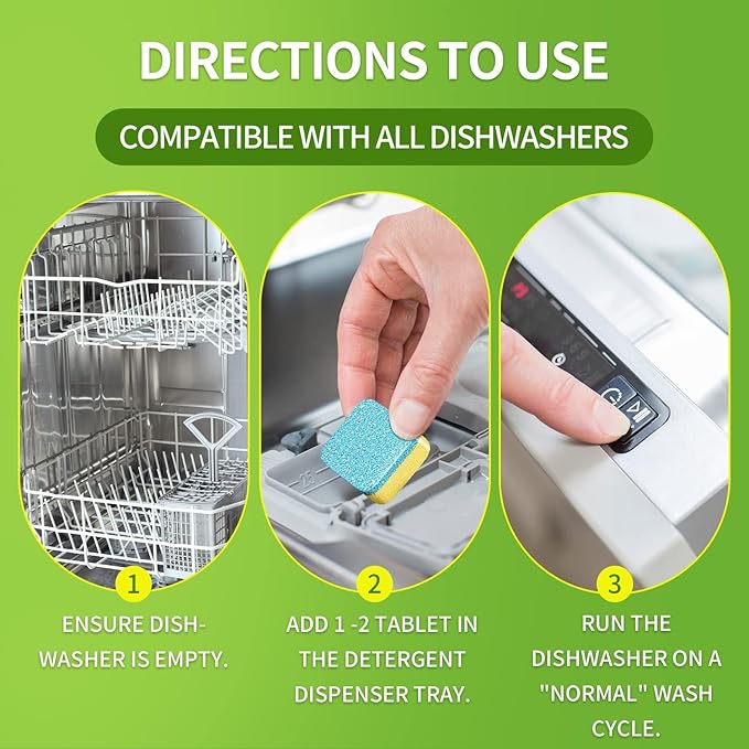 NATRUTH 30 Pack Dishwasher Cleaner Tablets Individually Wrapped,Deep Cleaning, Removes Grease & Limescale, Compatible with All DishWashing Machines
