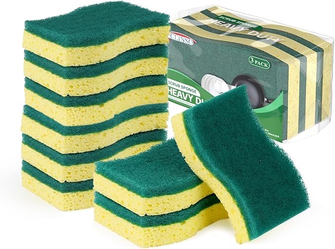 9 Pack Heavy Duty Scrub Sponge, Tough Cleaning Tool for Grills, Stovetops & Burned Pots, Durable Dual-Sided Sponge for Heavy-Duty Kitchen & Household Tasks