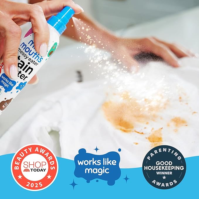 Miss Mouth's Messy Eater Stain Treater Spray - 4oz 3 Pack Stain Remover - Newborn & Baby Essentials - No Dry Cleaning Food, Grease, Coffee Off Laundry, Underwear, Fabric