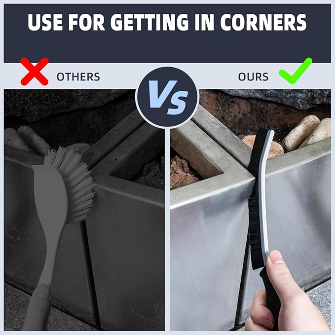 Hard Bristle Crevice Cleaning Brush - Home Cleaning Tools, Multi-Purpose Crevice Supplies for Kitchen, Bathroom, Toilet, Window, Vehicle, Faucets, Grout, Home (3, Black)
