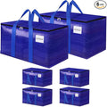 FabSpace Moving Storage Bags, Moving Supplies Packing Boxes for Moving, Camping, College Dorm Room Essentials for Girls, Blue Tote Bags, Heavy-Duty Storage Bins With Lids And Zippers, 125L 6 Pack