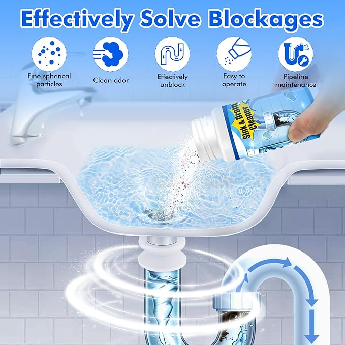Pipeline Dredging Agent, 110g Drain Cleaner,Powerful Pipe Unclogger, Bathroom Sinks, Kitchen Sinks, Shower Pipes