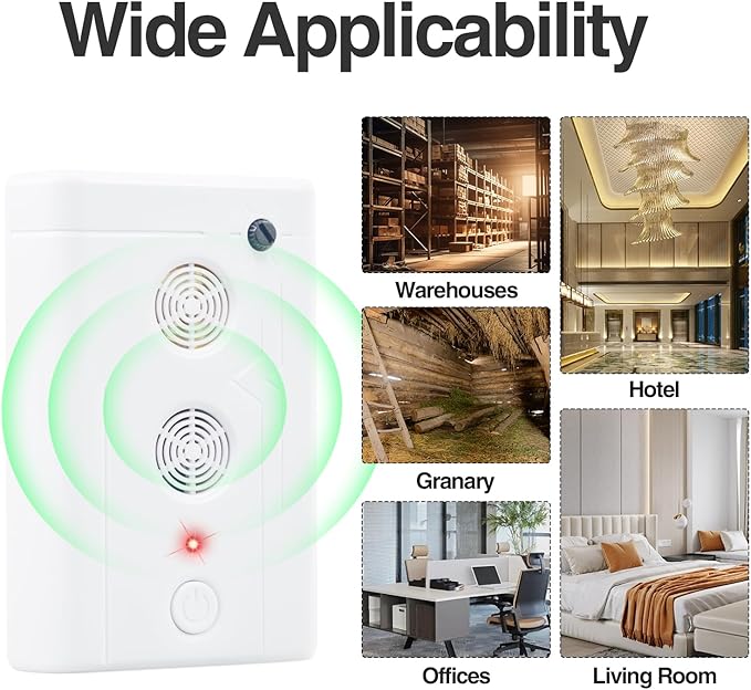 Bat Deterrent Devices for Attic: Bat Keep Away,Rechargeable Bird Repellent for Indoor&Outdoor Removal to Keep Away System Porch House, Attics,Garages,Friendly to Human & Pet(2)