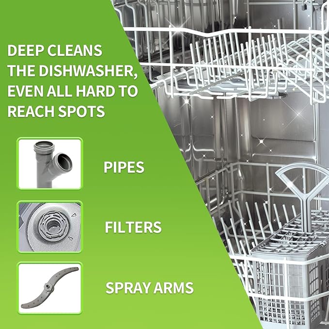 NATRUTH 30 Pack Dishwasher Cleaner Tablets Individually Wrapped,Deep Cleaning, Removes Grease & Limescale, Compatible with All DishWashing Machines