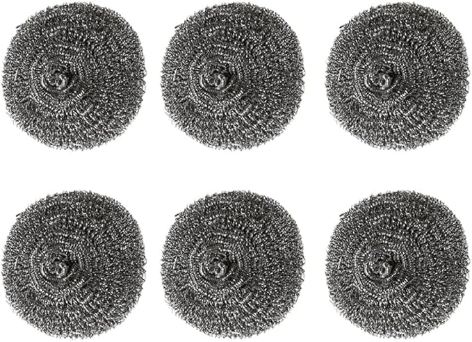 TopHomer 6 Pcs Stainless Steel Wire Balls Scrubbing Scouring Pad for Removing Heavy Dirty Home Cleaning Tools Easy to Clean