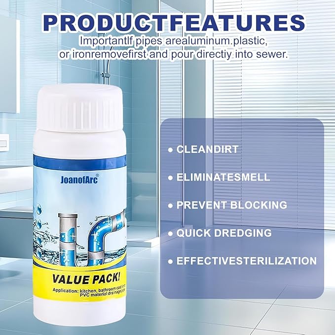 Sink and Drain Cleaner Powder, Pipeline Dredging Agent, Kitchen Unblocker, Powder for Kitchen Toilet for Kitchen Bathroom Pipes Floor Drains, Drain Clog Remover for Routine Home Plumbing Maintenance