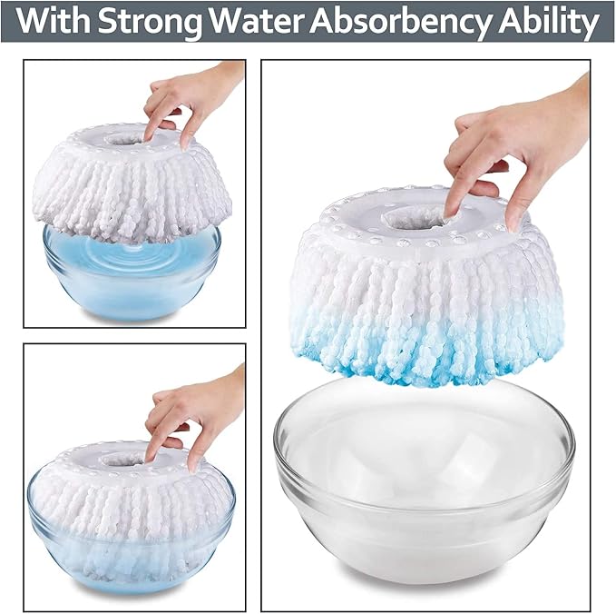 6 Pack Mop Heads Replacements Washable Microfiber Spin Mop Refill Cleaning Supplies for Home, Office, Industrial and Commercial Use,Compatible with Hurricane,Mopnado Spin Mop