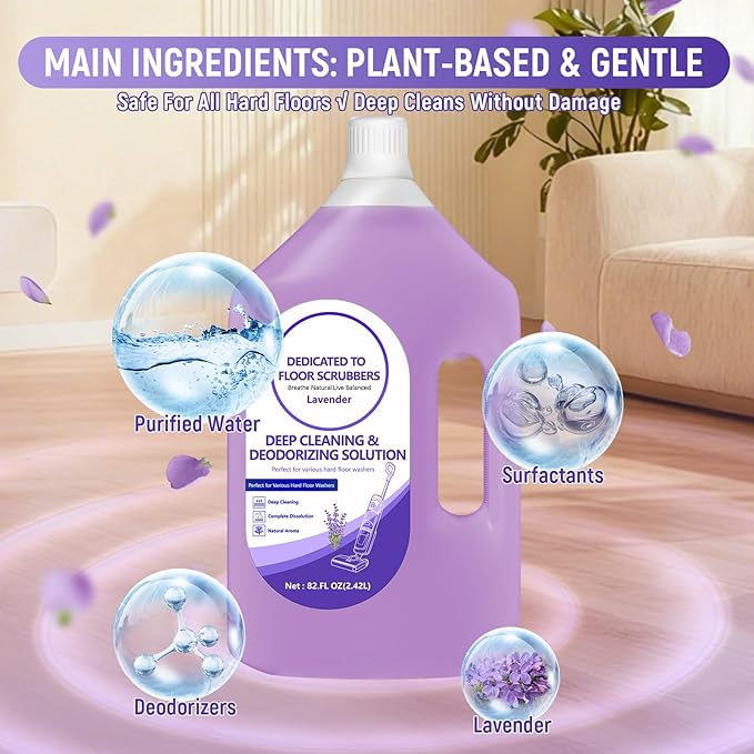 Floor Cleaning Solution Compatible with Tineco – 82 FL OZ Lavender Floor Cleaner – Rich, Long-lasting Fragrance, – For All Cordless Wet/Dry Vacuum Mop Cleaner & Robot Vacuums with Mopping