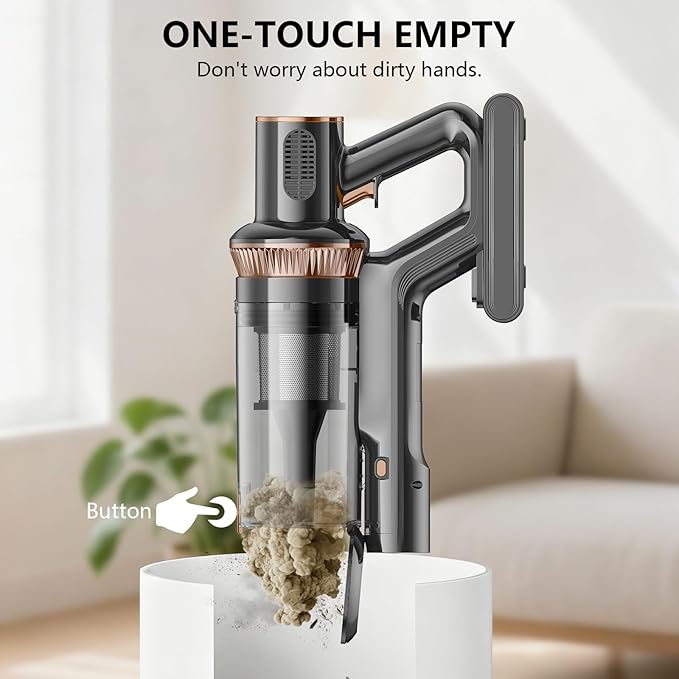 Cordless Vacuum Cleaner, 450W 48KPA 60Mins Vacuum Cleaners for Home,Anti-tangle Wireless Vacumm,Rechargeable Vacuum With Green Light,Powerful Stick Vacuum for Carpet/Hardwood Floors,Pet Hair,Black