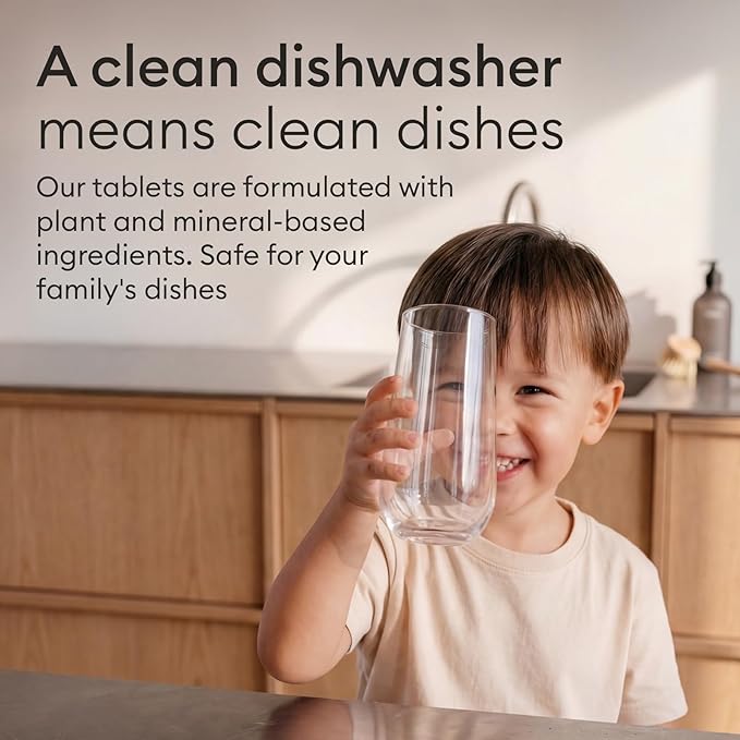 Vove Dishwasher Cleaner Tablets, 12 Count - Deep Clean Descaler for Hard Water, Limescale and Odor - Enzyme and Oxygen-Powered Formula with Plant-Based Softeners, FSC-Certified Kraft Packaging