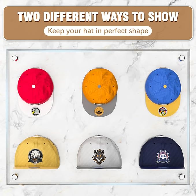 48 Pack Adhesive Hat Hooks for Wall, Super Strong Hat Rack for Baseball Caps, Hat Organizer Display for Home Decor, Hat Hangers Holder for Wall, Door, Closet, No Drilling - USA Patented (White)