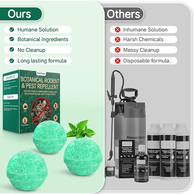 Rodent Mouse Repellent 42 Pieces, Peppermint Oil Moth Balls for Mice Rats Deterrent, Natural Pest Control Pouches for Chipmunks, Squirrels, Safe for Humans & Pets, Skunks, Indoor and Outdoor Use