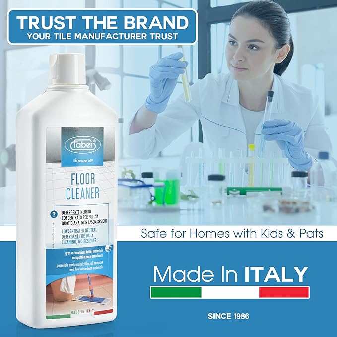 FABER Tile Floor Cleaner – Mop Cleaning Solution – 1L Concentrated Neutral Detergent for Daily Floor Cleaning - Quick Shine Floor Cleaner - Tile Cleaner Liquid Suitable for Porcelain & Ceramic Tiles