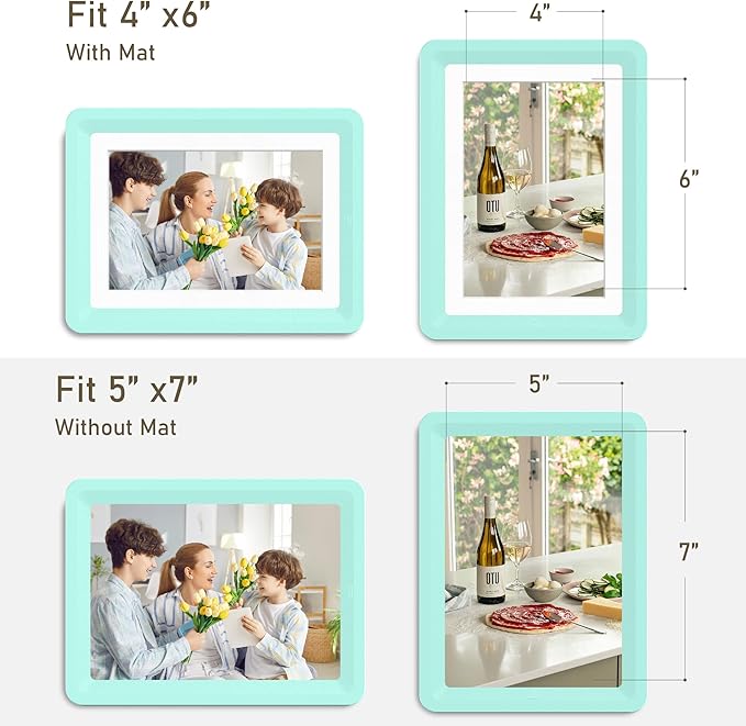 5x7 Picture Frame, Clear Acrylic Photo Frame with White Mat for 4x6 Photos, One-Piece Shatterproof Tool-Free Design, UV-Resistant Waterproof Tabletop Frame for Home Office Decor with 10-Year Warranty