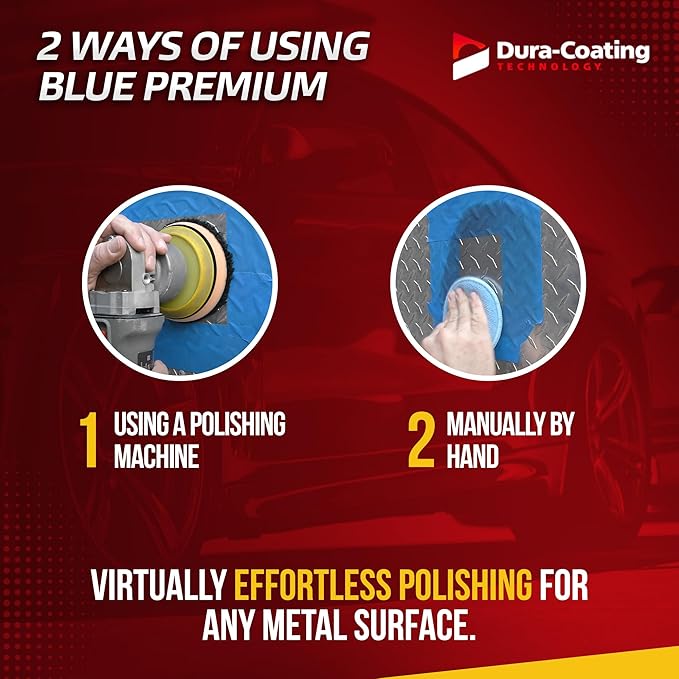 DURA-COATING TECHNOLOGY, Blue Premium Metal Polish - Perfect Brightener and Scratch Remover for Aluminum Wheels, Diamond Plate, Stainless Steel, Copper, Brass, & Nickel (32 Ounce Bottle)