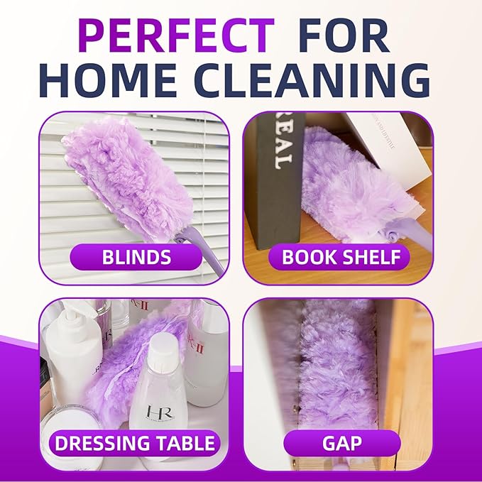 Duster Refills 20-Pack with 2 Handles ， Fits All Swiffer Handles ，4X Efficient for 360° Cleaning on Blinds, Ceiling Fans & Furniture