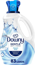 Downy Gentle Soft + Fresh Fabric Softener Liquid, Ocean Mist Scent, 56 FL OZ, 83 loads, Liquid Fabric Softener Designed to be Gentle on Skin