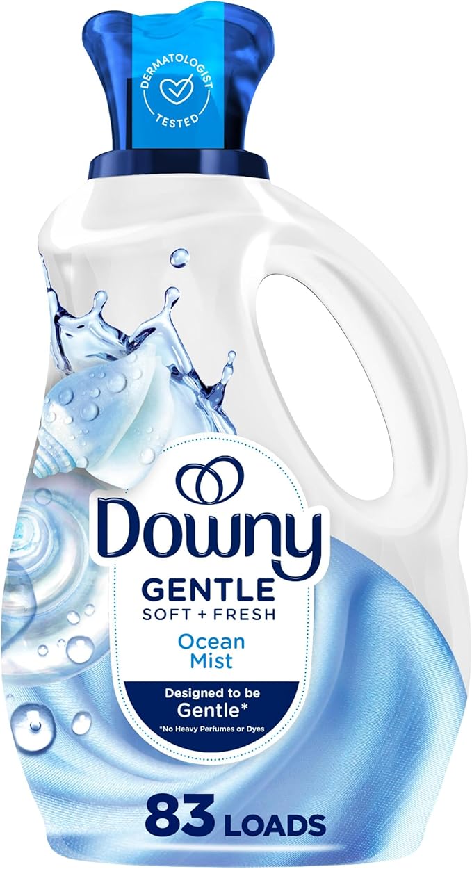Downy Gentle Soft + Fresh Fabric Softener Liquid, Ocean Mist Scent, 56 FL OZ, 83 loads, Liquid Fabric Softener Designed to be Gentle on Skin